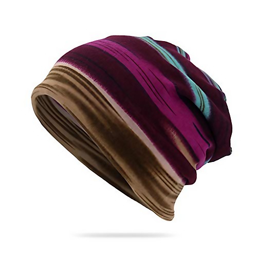 

unwstyu unisex multi-purpose hat, neck warmer, contrasting colors, striped, skull hat purple