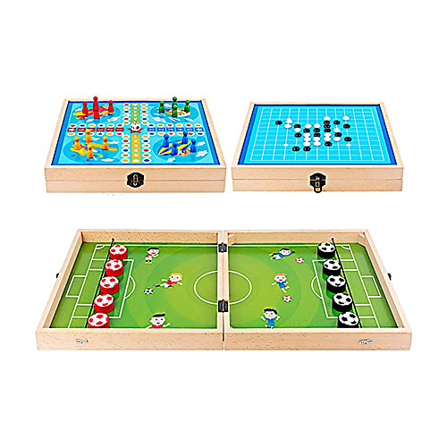 

Football Winner Board Game Sling Puck Game Wooden Ice Hockey Game Table Desktop Battle 3 in 1 with Ludo and Gobang Fast Super Winner Game Paced Slingshot for Kids Adults Toy Interactive Family