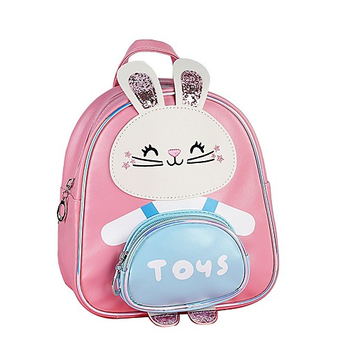 

Girls' PU Leather School Bag Waterproof Shock Absorption Zipper Animal School Backpack Blushing Pink