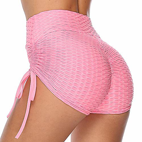 

bwogeeya women's butt lifting workout shorts high waisted yoga pants anti cellulite athletic booty sport tights (pink,medium)