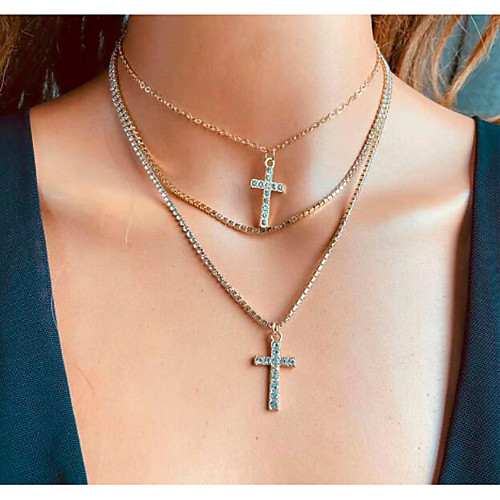 

Layered Necklace Women's Layered Resin Cross Statement Cute Gold Silver 307 cm Necklace Jewelry 1pc for Wedding Carnival irregular