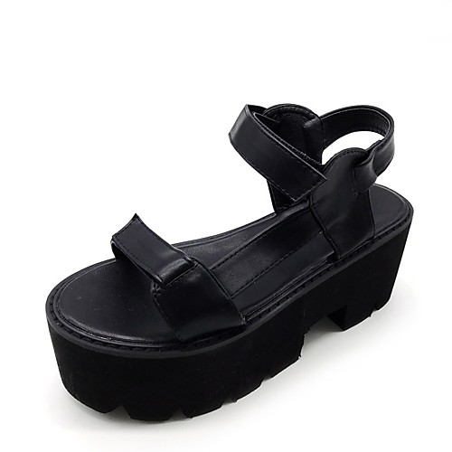 

Women's Sandals Chunky Heel Round Toe Nubuck Solid Colored Black