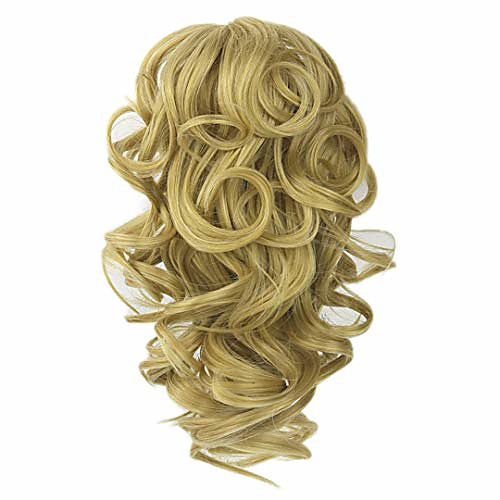 

8 colors short curly hair piece synthetic hair blonde burgundy clip in hair little ponytail claw ponytails 1b/30hl 12 inches