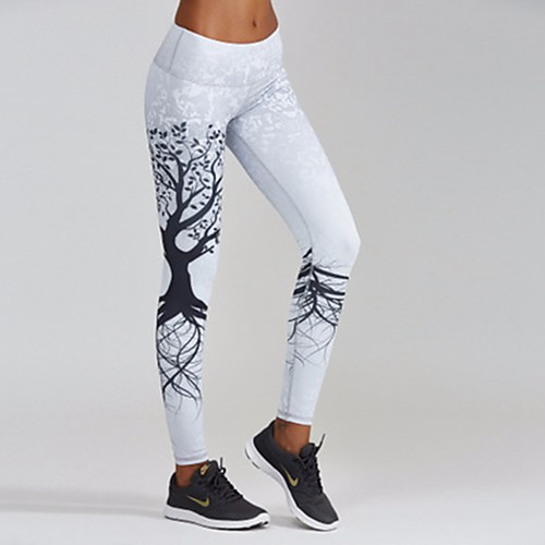 

Activewear Pants Printing Solid Women's Training Running Natural Polyester