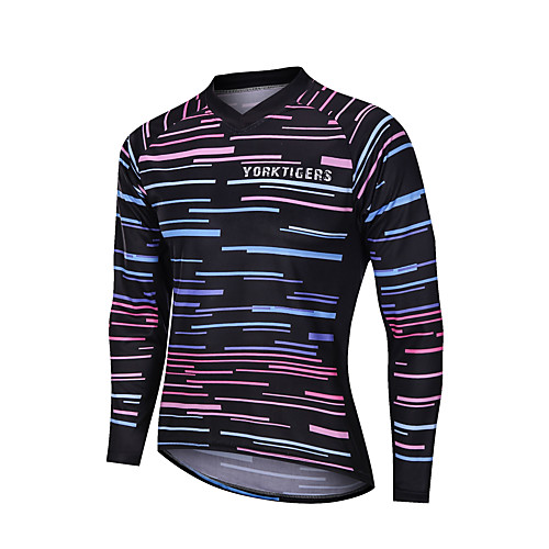 

YORK TIGERS Men's Long Sleeve Cycling Jersey Downhill Jersey Bule / Black Bike Tee Tshirt Sports Clothing Apparel / Advanced / Micro-elastic / Athleisure
