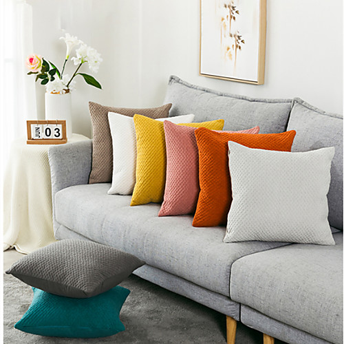 

1 Pc Solid Colored Cushion Cover Double Side Print 45x45cm Linen for Sofa Bedroom