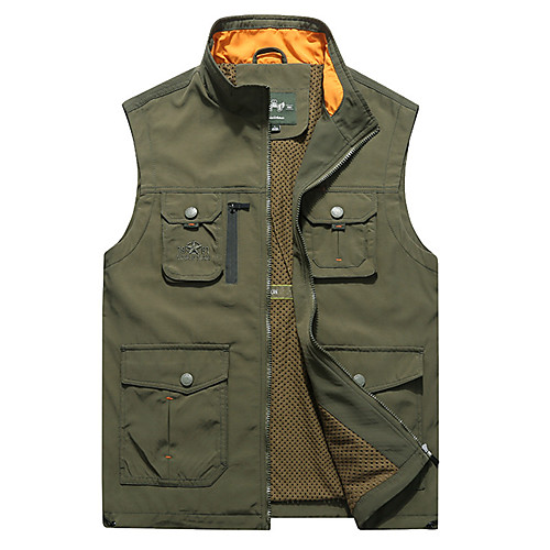 

Men's Fishing Vest Outdoor Breathable Mesh Multi-Pockets Quick Dry Lightweight Vest / Gilet Spring, Fall, Winter, Summer Fishing Photography Camping & Hiking Army Green Khaki Dark Blue / Cotton