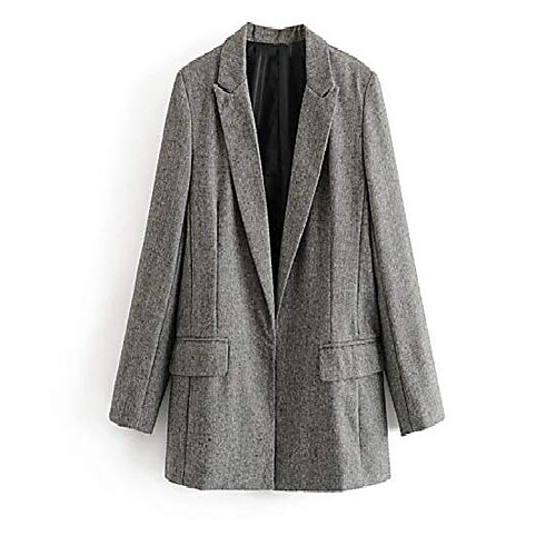 

cardigan blazer women jackets feminino office lady houndstooth tweed blazer,gray,xl