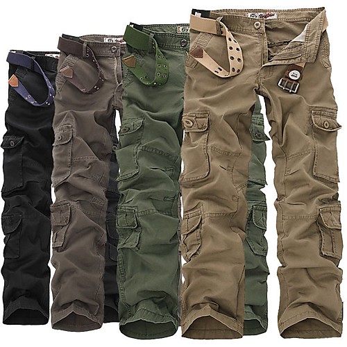 

Men's Hiking Pants Trousers Hiking Cargo Pants Solid Color Winter Outdoor Breathable Soft Multi-Pockets Wear Resistance Cotton Pants / Trousers Black Army Green Khaki Brown Hunting Fishing Climbing