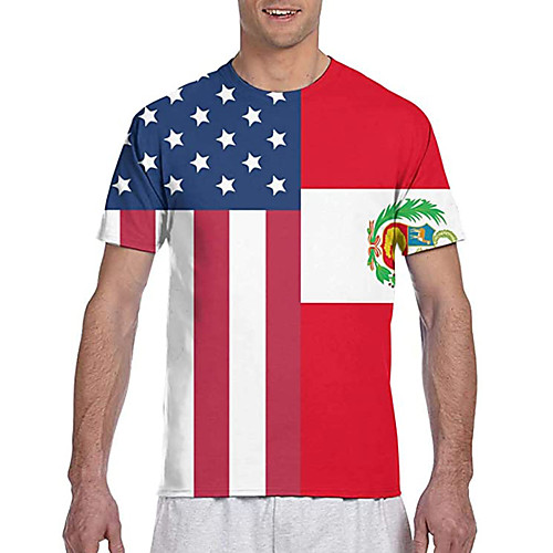 

Men's T shirt 3D Print Graphic Prints Flag Print Short Sleeve Daily Tops Classic Designer Big and Tall Red