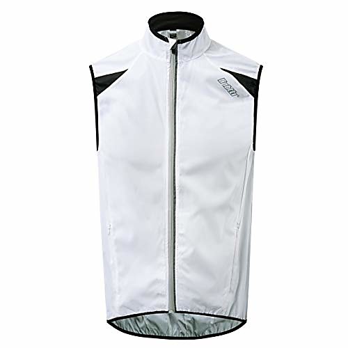 

men's cycling running vest sleevless windbreaker with two side pockets - windproof, breathable and reflective (xx-large, white)