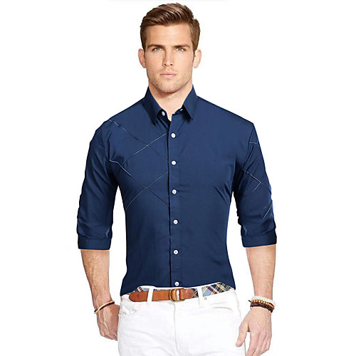

Men's Shirt Solid Colored Long Sleeve Daily Tops White Black Blue