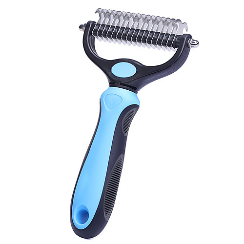 

Dog Cat Grooming Pet Grooming Brush 2 Sided Undercoat Rake Plastic Stainless steel Comb Dog Clean Supply Pet Hair Remover Easy to Clean Mats & Tangles Removing Pet Grooming Supplies Blue Pink