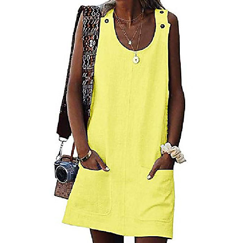 

Women's T Shirt Dress Tee Dress Knee Length Dress Light Blue Wine Red ArmyGreen White Black Blue Yellow khaki Rose Red Light Orange Sleeveless Solid Color Spring & Summer Casual 2021 S M L XL XXL