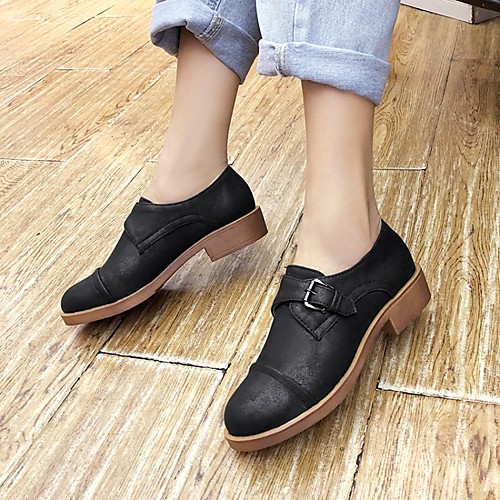 

Women's Loafers & Slip-Ons Chunky Heel Round Toe PU Synthetics Black Brown Beige