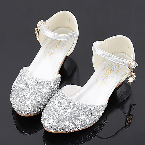 

Girls' Heels Flower Girl Shoes Princess Shoes School Shoes Rubber PU Little Kids(4-7ys) Big Kids(7years ) Daily Party & Evening Walking Shoes Rhinestone Sparkling Glitter Buckle Silver Fall Spring