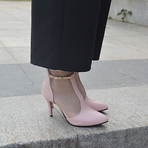 

Women's Sandals Stiletto Heel Pointed Toe PU Lace Solid Colored White Black Pink