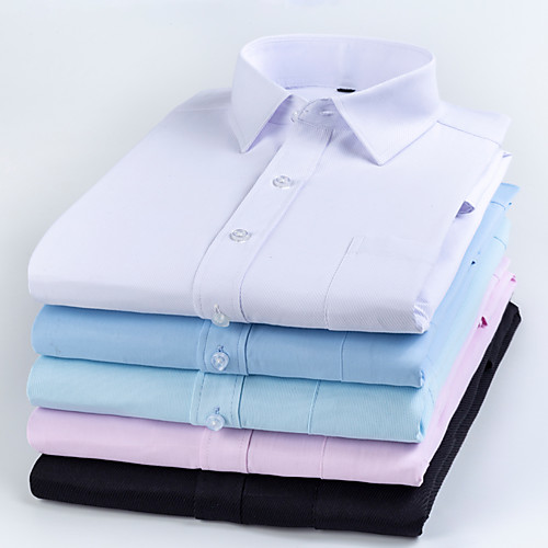 

Men's Shirt Solid Colored collared shirts Long Sleeve Party Tops Cotton Business Formal White Black Blue