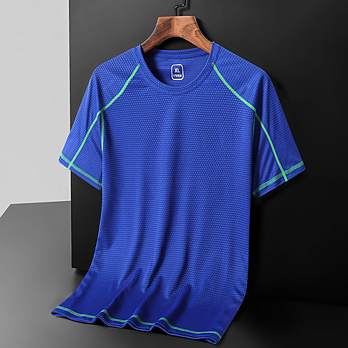 

Men's T shirt Hiking Tee shirt Short Sleeve Crew Neck Tee Tshirt Top Outdoor Lightweight Breathable Quick Dry Soft Autumn / Fall Spring Polyester Solid Color Blue Grey Orange Fishing Climbing Beach