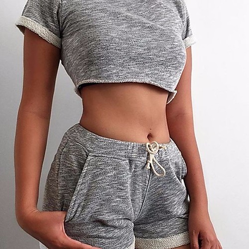 

Women's Sweatsuit 2 Piece Side Pockets Drawstring Crop Top Spaghetti Strap Solid Color Sport Athleisure Clothing Suit Sleeveless Breathable Soft Comfortable Everyday Use Street Casual Daily Outdoor