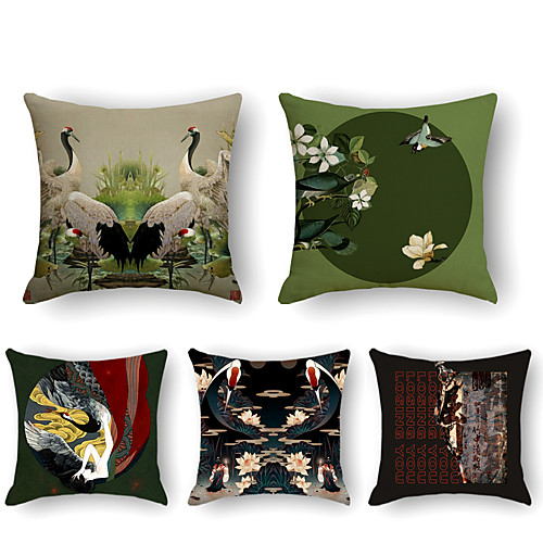 

Cushion Cover 5PCS Linen Soft Decorative Square Throw Pillow Cover Cushion Case Pillowcase for Sofa Bedroom 45 x 45 cm (18 x 18 Inch) Superior Quality Mashine Washable