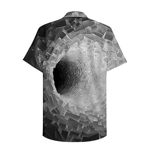 

Men's Shirt 3D Print Graphic Prints Geometry Button-Down Print Short Sleeve Daily Tops Casual Designer Big and Tall Gray