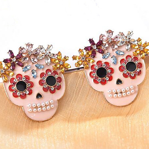 

Women's Cubic Zirconia Stud Earrings Skull Trendy Earrings Jewelry Blushing Pink For Festival 1 Pair