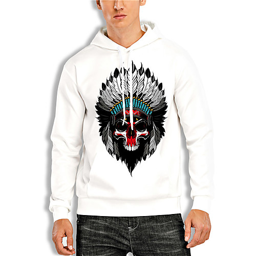 

Men's Pullover Hoodie Sweatshirt Graphic Prints Skull Print Daily Sports 3D Print 3D Print Casual Hoodies Sweatshirts White