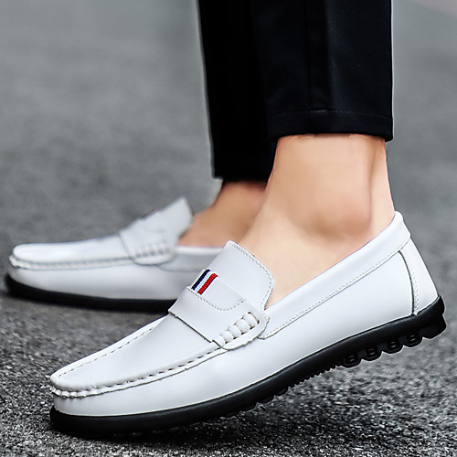 

Men's Loafers & Slip-Ons Casual Daily Walking Shoes PU Breathable Non-slipping Wear Proof White Spring