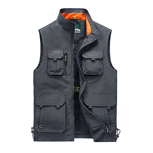 

Men's Fishing Vest Outdoor Breathable Mesh Multi-Pockets Quick Dry Lightweight Vest / Gilet Autumn / Fall Spring Summer Fishing Photography Camping & Hiking Black Army Green Grey / Cotton