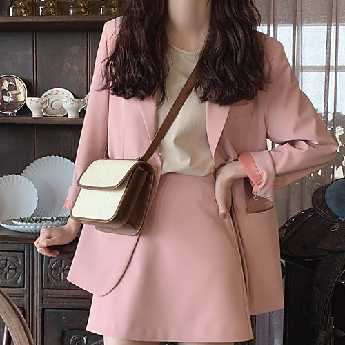 

Women's Single Breasted One-button Blazer Solid Colored Dailywear Black / Blushing Pink S / M / L