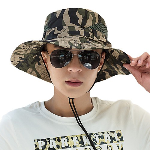 

Men's Hats Fishing Hat Portable Ultraviolet Resistant Breathability Comfortable Camo Spring & Summer Terylene Hunting Fishing Camping / Hiking / Caving Everyday Use Army Green Grey Khaki Ivory