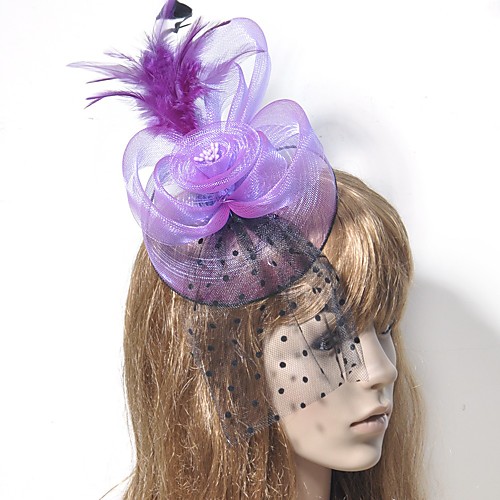 

Classic Vintage Inspired Tulle / Feathers Fascinators with Feather / Floral / Polka Dot 1 Piece Special Occasion / Party / Evening Headpiece