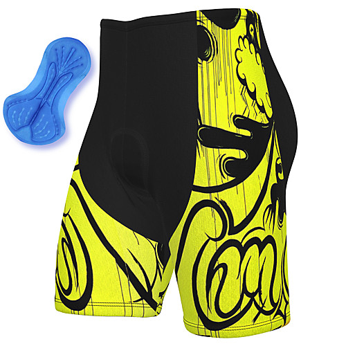

21Grams Men's Cycling Shorts Spandex Bike Padded Shorts / Chamois Breathable Quick Dry Sports Graffiti Yellow Mountain Bike MTB Road Bike Cycling Clothing Apparel Bike Wear / Athleisure