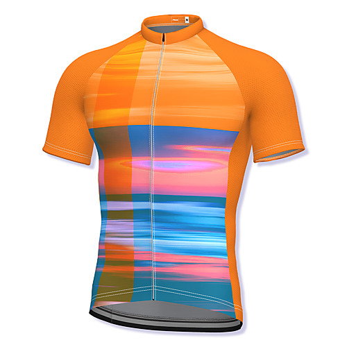 

21Grams Men's Short Sleeve Cycling Jersey Spandex Orange Bike Top Mountain Bike MTB Road Bike Cycling Breathable Quick Dry Sports Clothing Apparel / Athleisure