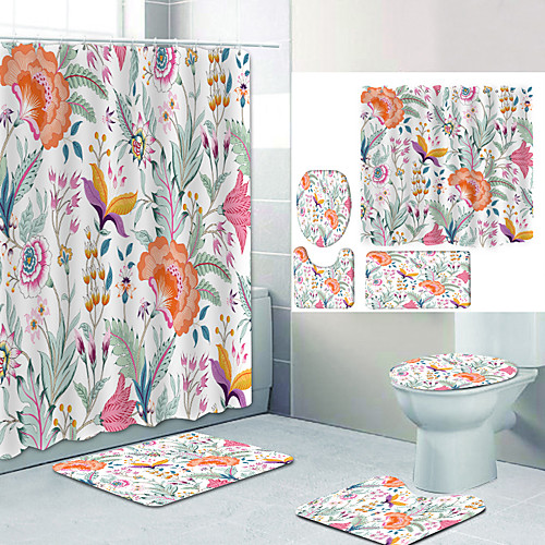 

Bathroom Shower Curtain & Mat Set Modern Polyester New Design