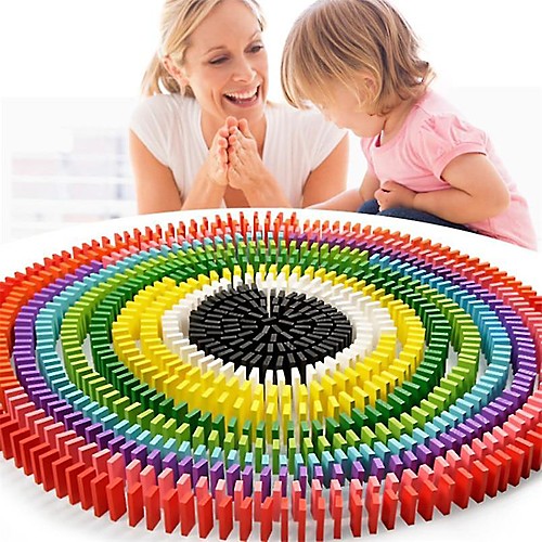 

rainbow wood domino building blocks set