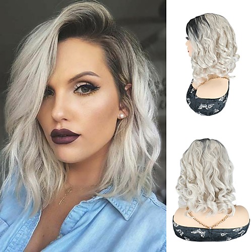 

Synthetic Hair Wig Grey Body Wave Bob Wigs Deep Wave Bob Wigs For Black Women