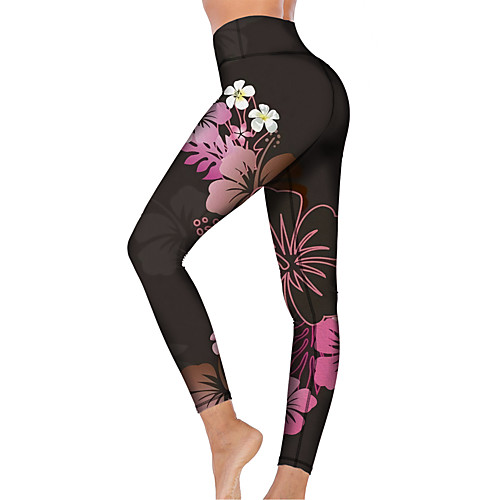 

21Grams Women's High Waist Yoga Pants Cropped Leggings Tummy Control Butt Lift Breathable Brown Fitness Gym Workout Running Winter Sports Activewear High Elasticity