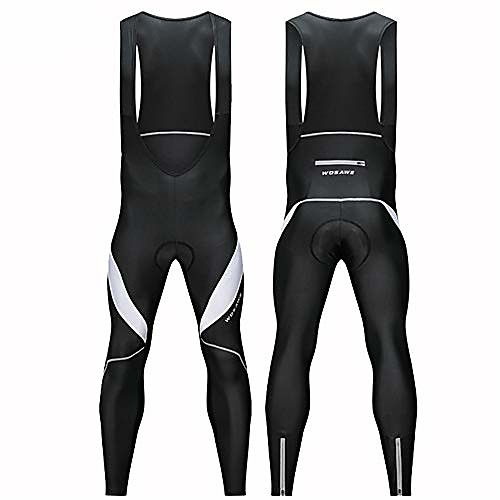 

mens cycling bib tights winter thermal padded mtb road bike leggings long pants (black white,m)