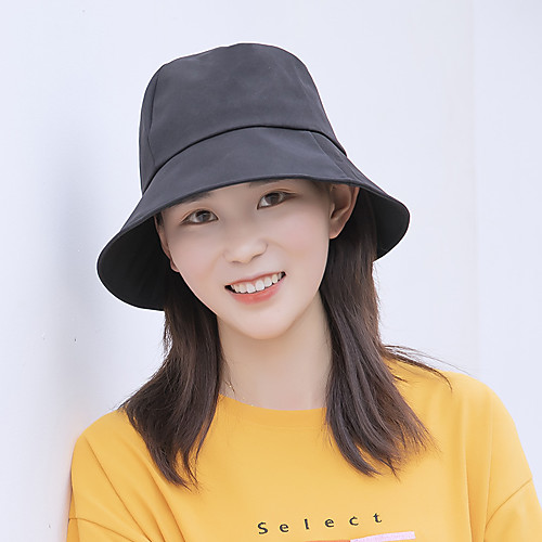 

Women's Fisherman Hat 1 PCS Outdoor Portable Sunscreen Breathable Soft Hat Solid Color Cotton Black Yellow Pink for Fishing Climbing Beach