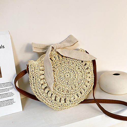 

Women's Bags Crossbody Bag Straw Bag Holiday Beach 2021 MessengerBag Khaki