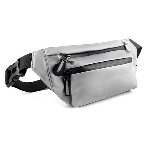 

Unisex Bags PU Leather Fanny Pack Zipper Plain Daily Outdoor 2021 MessengerBag Black Green Silver