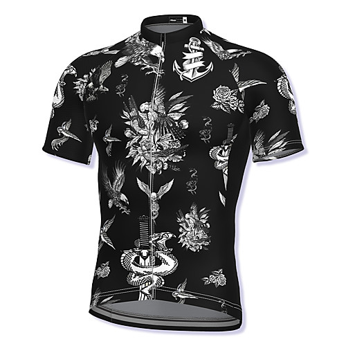 

21Grams Men's Short Sleeve Cycling Jersey Spandex Black Bike Top Mountain Bike MTB Road Bike Cycling Breathable Quick Dry Sports Clothing Apparel / Athleisure