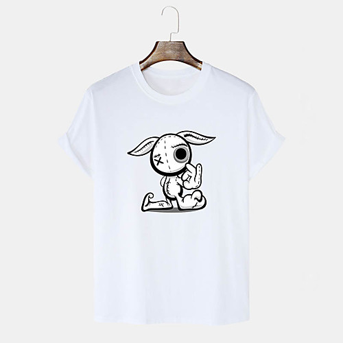 

Men's Unisex T shirt Hot Stamping Graphic Prints Rabbit / Bunny Plus Size Print Short Sleeve Daily Tops 100% Cotton Basic Casual White Black Blushing Pink
