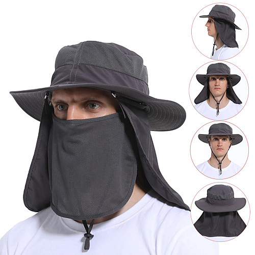 

KORAMAN Fishing Hat Sun Hat Hiking Hat UPF 50 Wide Brim with Removable Face Neck Flap Cap Sweat wicking Comfortable Solid Color Army Green Camouflage Grey for Fishing Beach Camping Hiking