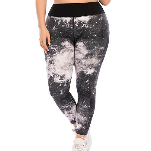 

Women's Plus Size Print Graphic Sporty Yoga Ankle-Length Leggings Black