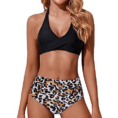 

holipick black high waisted bikini for women twist front halter bikini top 2 piece push up swimsuits bathing suits tummy control s