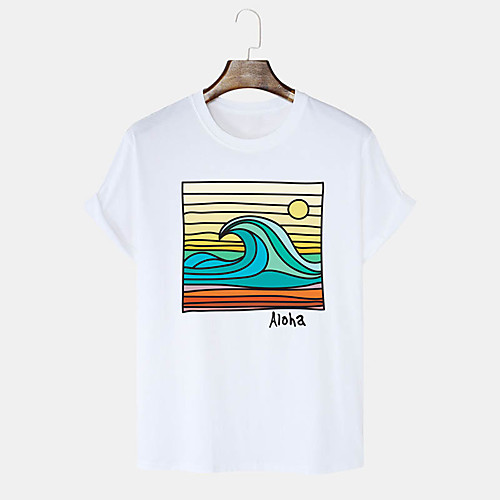 

Men's T shirt Hot Stamping Graphic Prints Spray Print Short Sleeve Daily Tops 100% Cotton Basic Casual White Black Blushing Pink