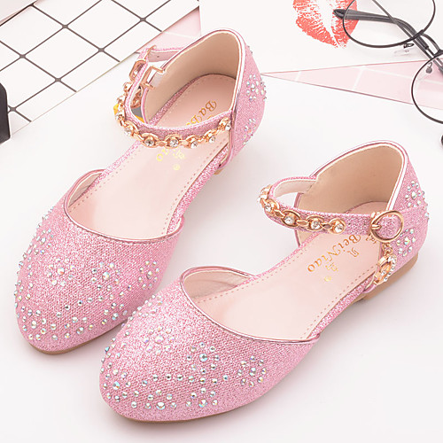 

Girls' Heels Flower Girl Shoes Princess Shoes School Shoes Rubber PU Little Kids(4-7ys) Big Kids(7years ) Daily Party & Evening Walking Shoes Rhinestone Sparkling Glitter Buckle Pink Gold Silver